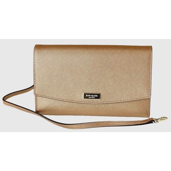 New Kate Spade Winni Laurel Way Crossbody Metallic Leather Rose Gold - Picture 1 of 5